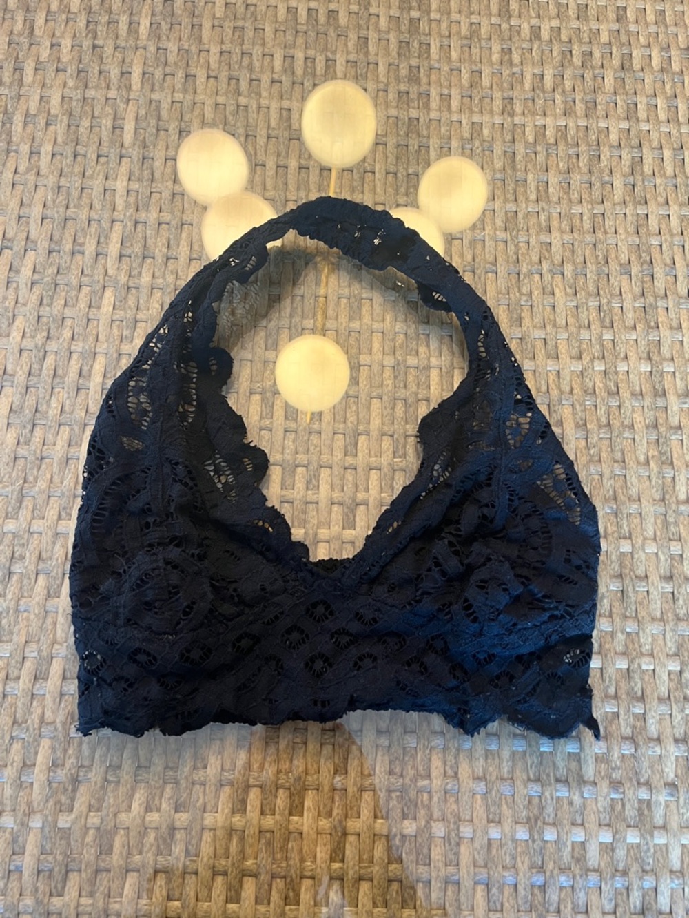 Free People Black Lace Halter Bralette